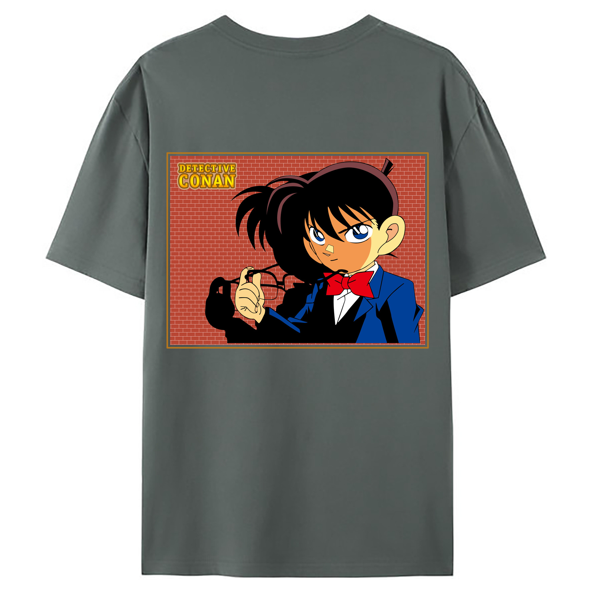 （画像用） 名探偵コナン 江戸川 コナン Detective Conan Conan Edogawa 綿100％ メンズ半袖Tシャツ（バックプリント） 通気性